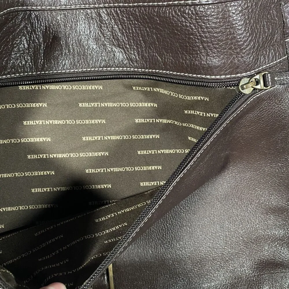 Marruecos Columbian Leather Messenger Bag Laptop Bag Hand Crafted Brown Pebbled